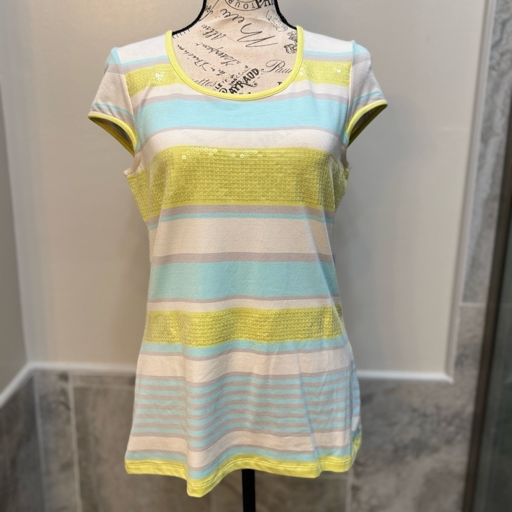 Striped Short Sleeve Women's Top
